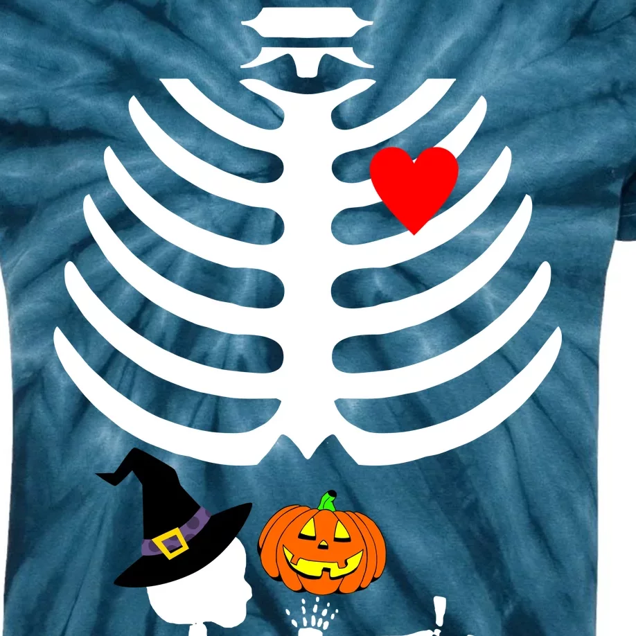 Halloween Baby Skeleton Pumpkin Kids Tie-Dye T-Shirt