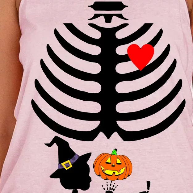 Halloween Baby Skeleton Pumpkin Women's Knotted Racerback Tank