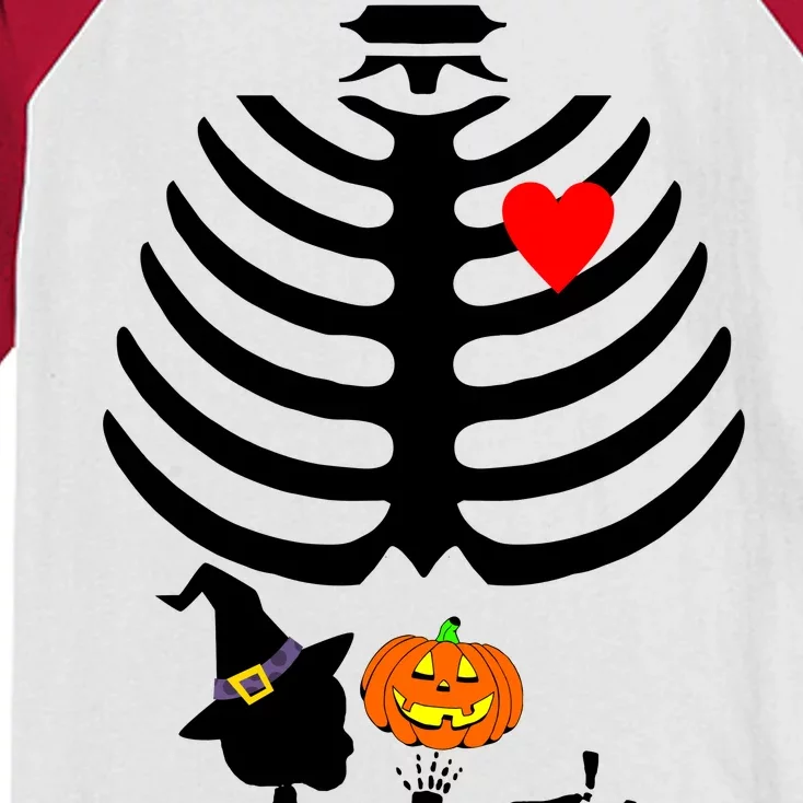 Halloween Baby Skeleton Pumpkin Kids Colorblock Raglan Jersey