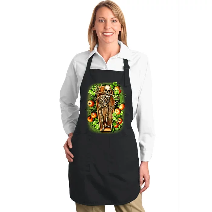 Halloween Casket Pumpkin Patch Full-Length Apron With Pocket