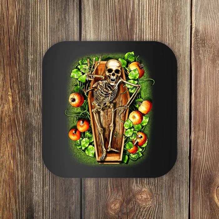 Halloween Casket Pumpkin Patch Coaster