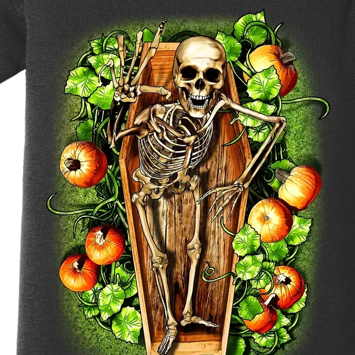 Halloween Casket Pumpkin Patch Baby Bodysuit