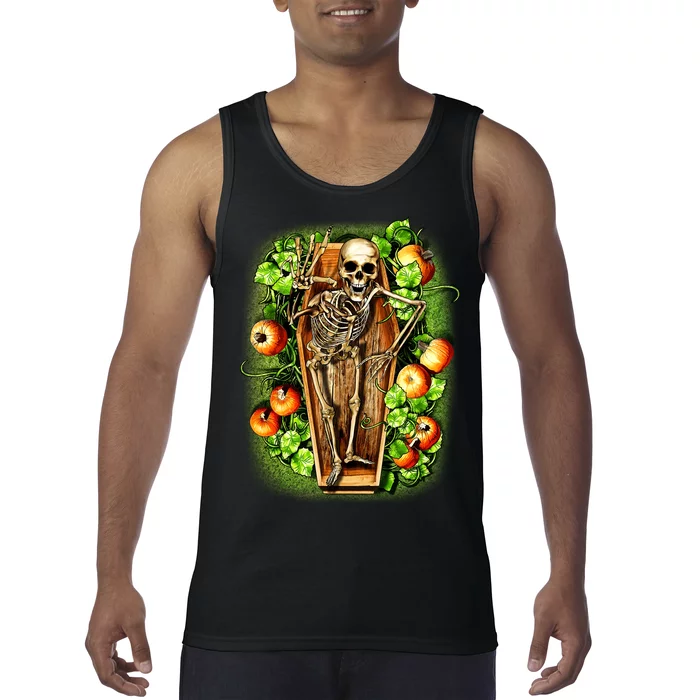 Halloween Casket Pumpkin Patch Tank Top