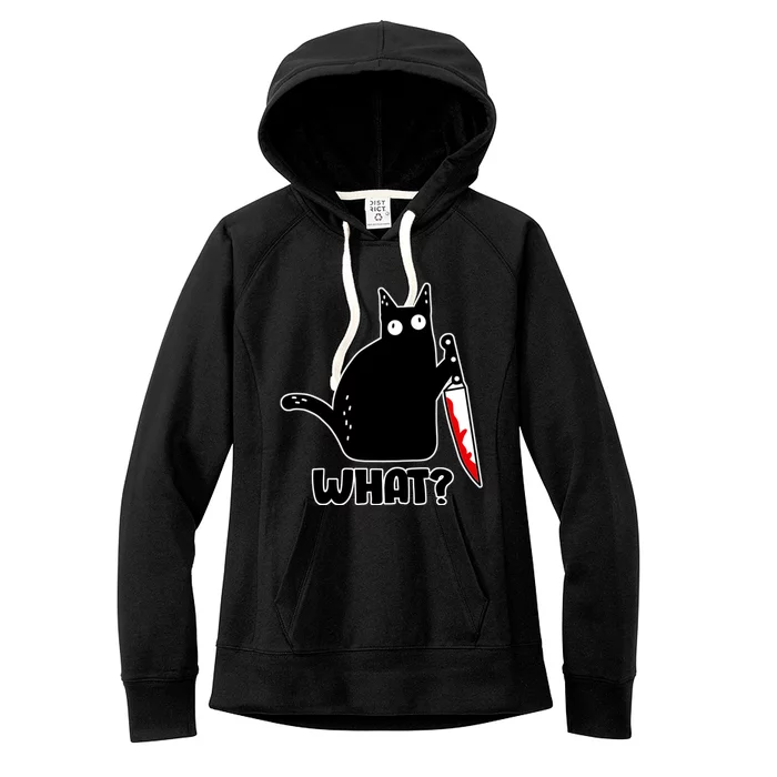 Halloween Cat what? Bloody Knife Women's Fleece Hoodie