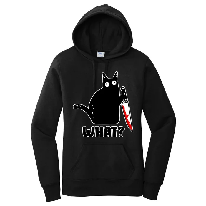 Halloween Cat what? Bloody Knife Women's Pullover Hoodie