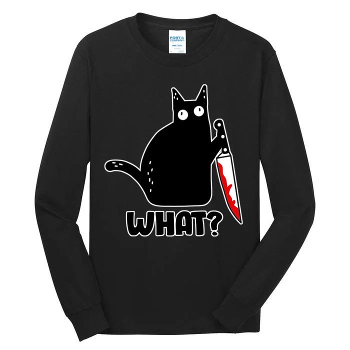 Halloween Cat what? Bloody Knife Tall Long Sleeve T-Shirt