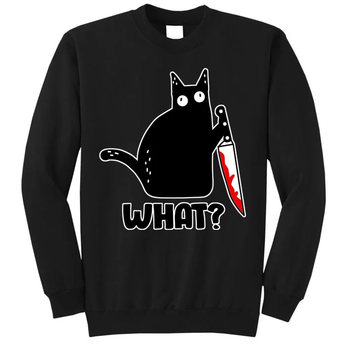 Halloween Cat what? Bloody Knife Tall Sweatshirt