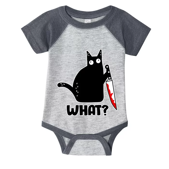 Halloween Cat what? Bloody Knife Infant Baby Jersey Bodysuit