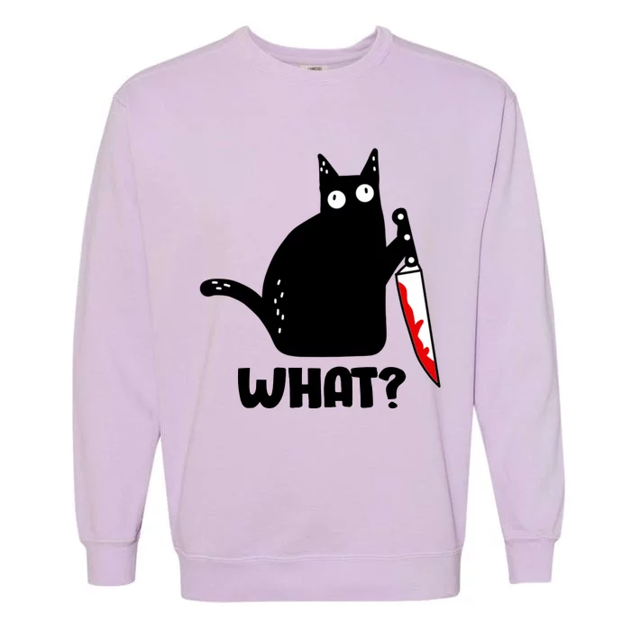 Halloween Cat what? Bloody Knife Garment-Dyed Sweatshirt