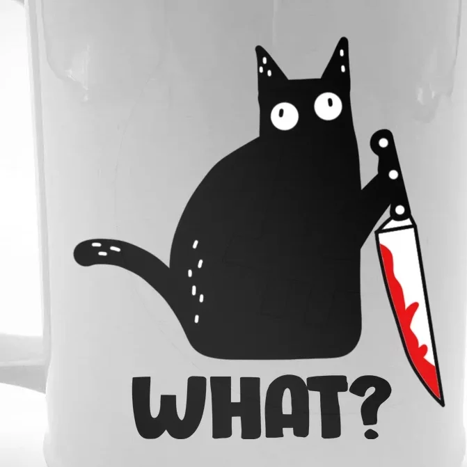 Halloween Cat what? Bloody Knife Front & Back Beer Stein