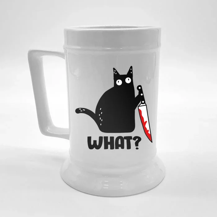 Halloween Cat what? Bloody Knife Front & Back Beer Stein