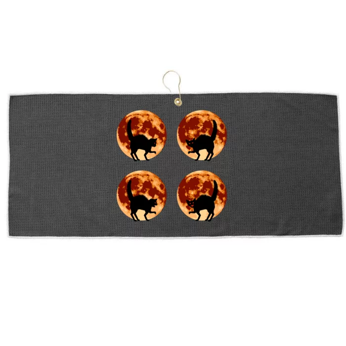 Halloween Cat with Full Moon Phases Large Microfiber Waffle Golf Towel