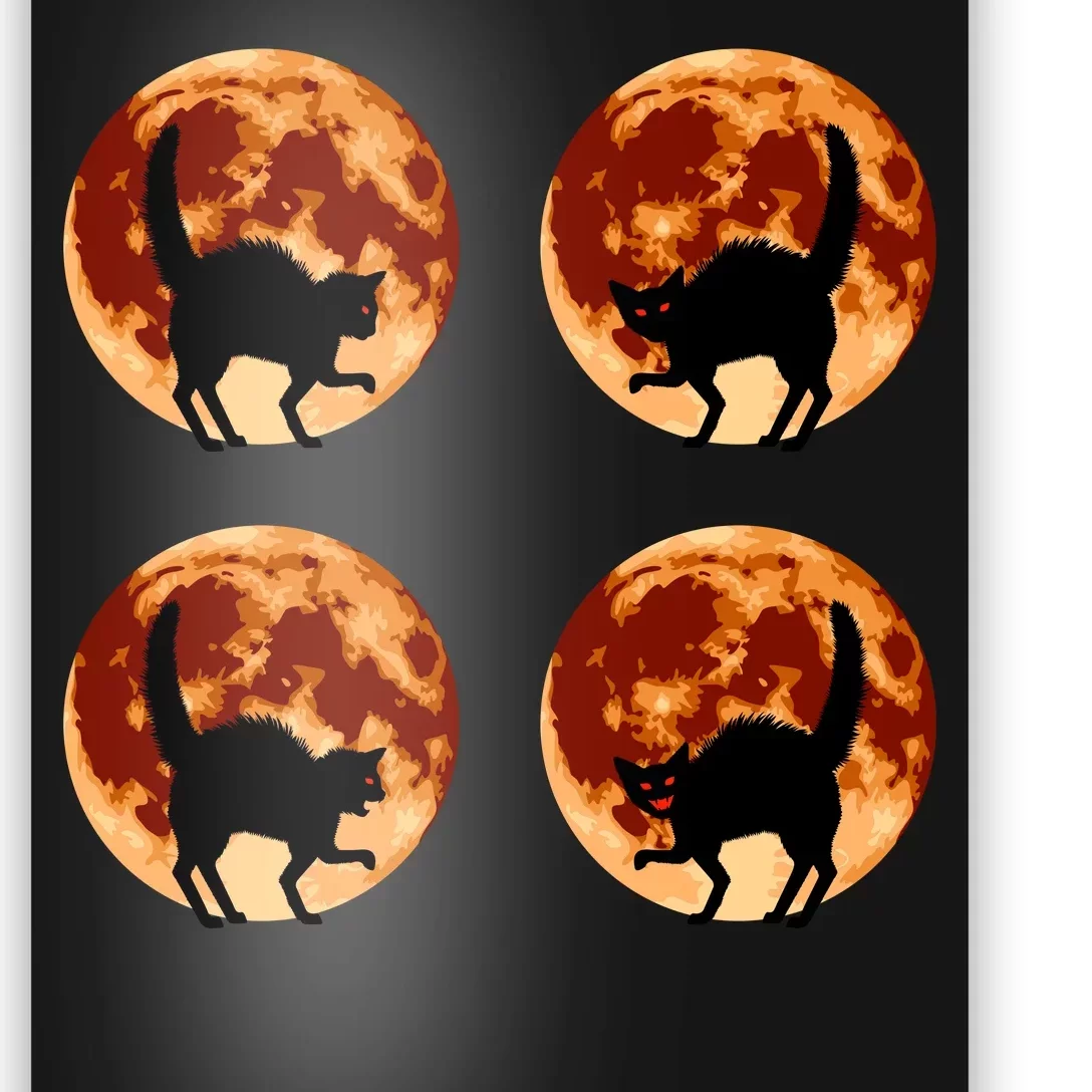 Halloween Cat with Full Moon Phases Poster