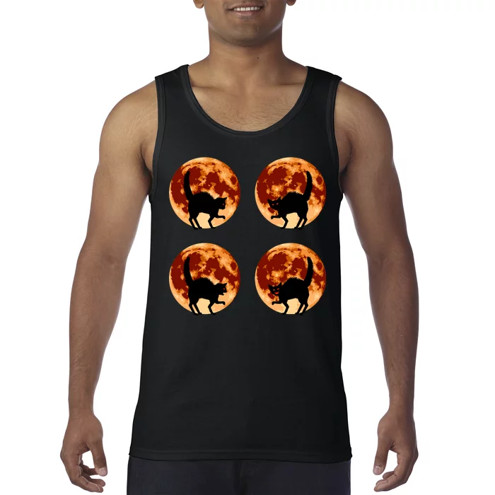 Halloween Cat with Full Moon Phases Tank Top