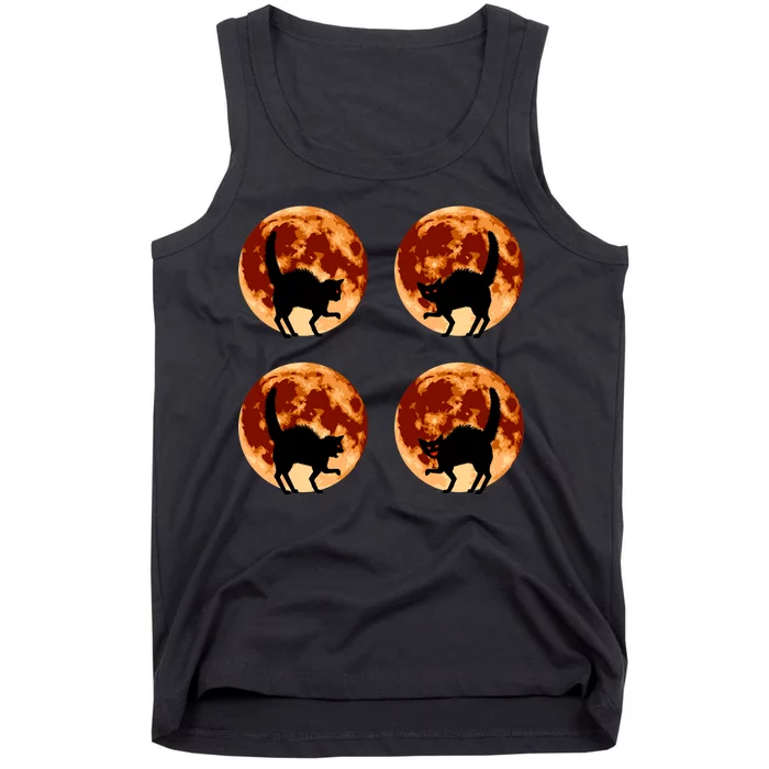 Halloween Cat with Full Moon Phases Tank Top