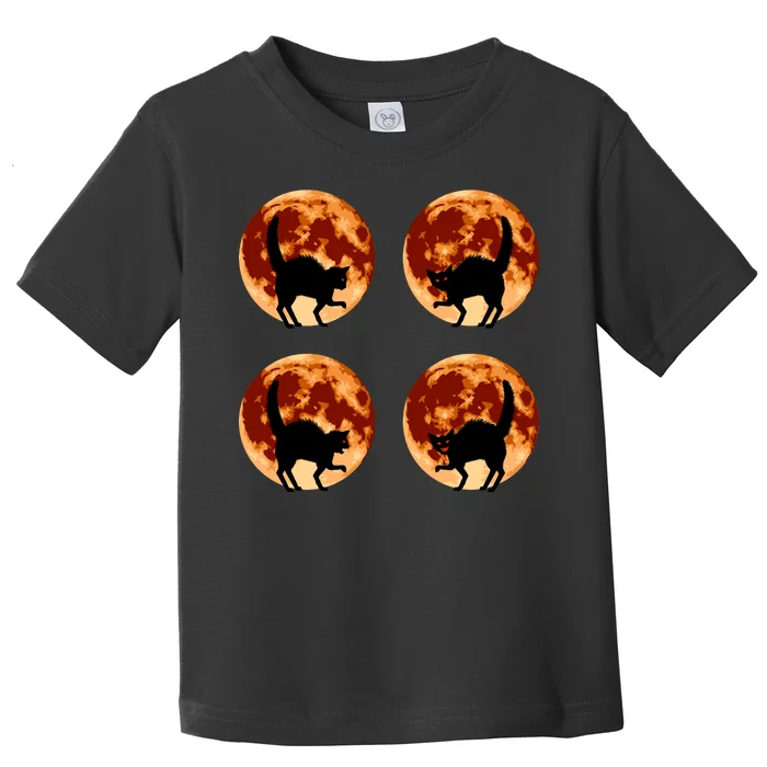 Halloween Cat with Full Moon Phases Toddler T-Shirt