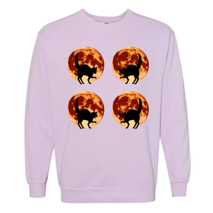 Halloween Cat with Full Moon Phases Garment-Dyed Sweatshirt