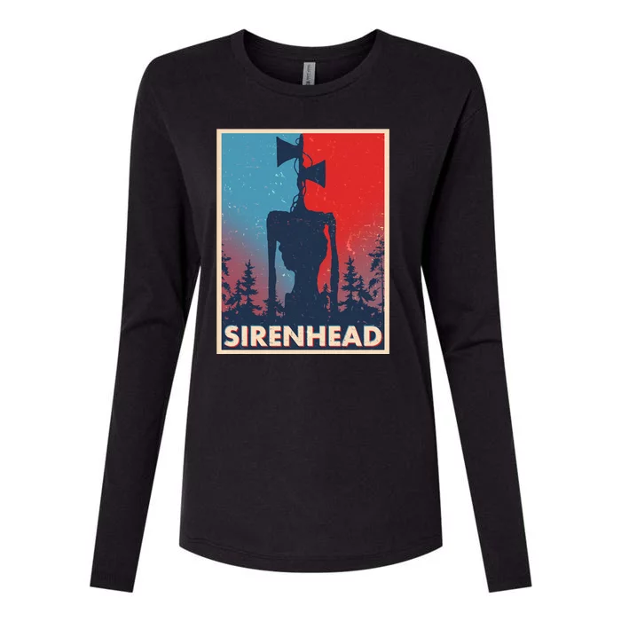 Halloween Creepy Sirenhead Vintage Womens Cotton Relaxed Long Sleeve T-Shirt