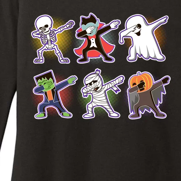 Halloween Cute Funny Dabbing Monsters Womens CVC Long Sleeve Shirt