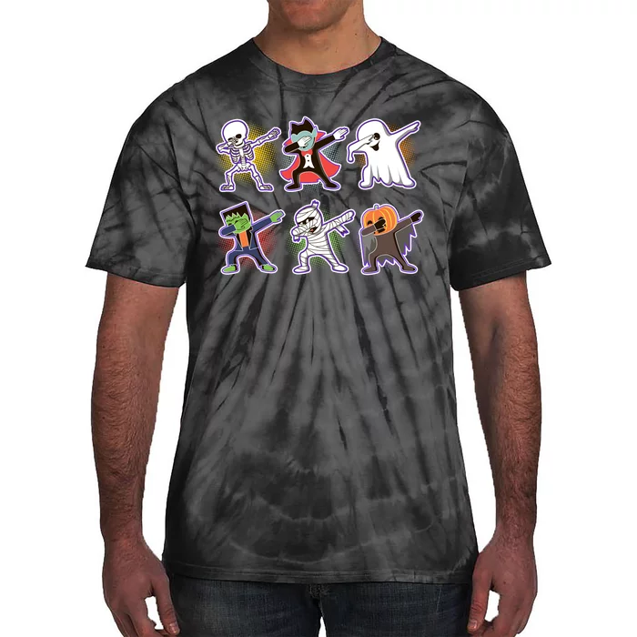 Halloween Cute Funny Dabbing Monsters Tie-Dye T-Shirt