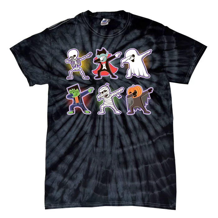 Halloween Cute Funny Dabbing Monsters Tie-Dye T-Shirt