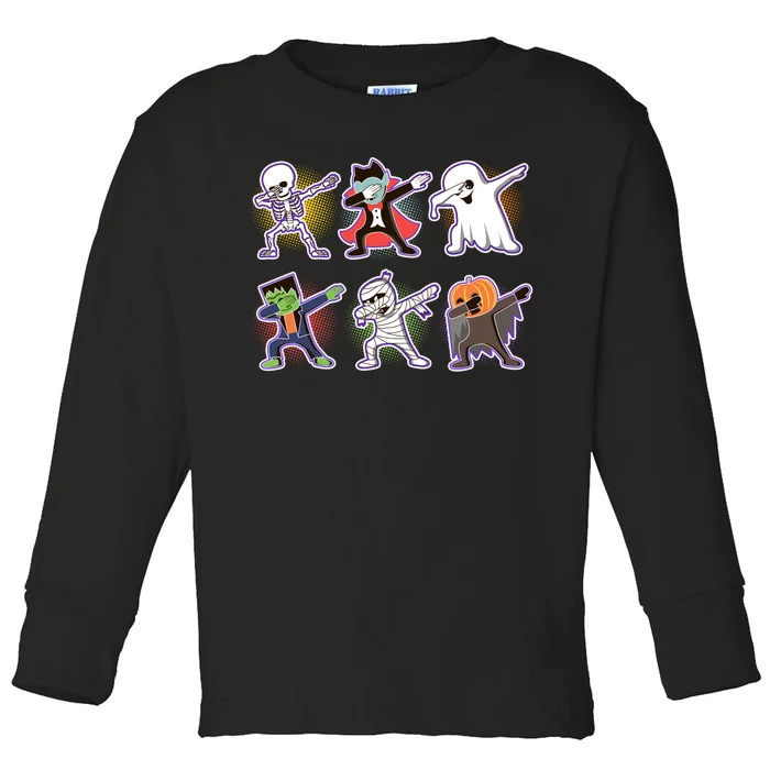 Halloween Cute Funny Dabbing Monsters Toddler Long Sleeve Shirt