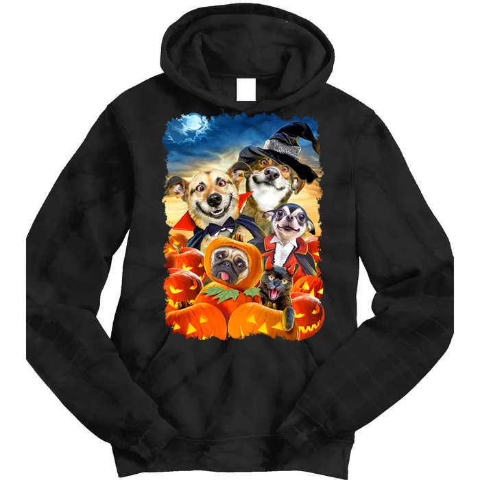 Halloween Dogs and Cats Selfie 2 Tie Dye Hoodie