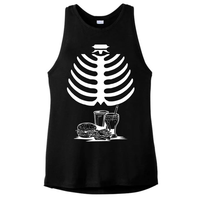 Halloween fast food skeleton Ladies Tri-Blend Wicking Tank