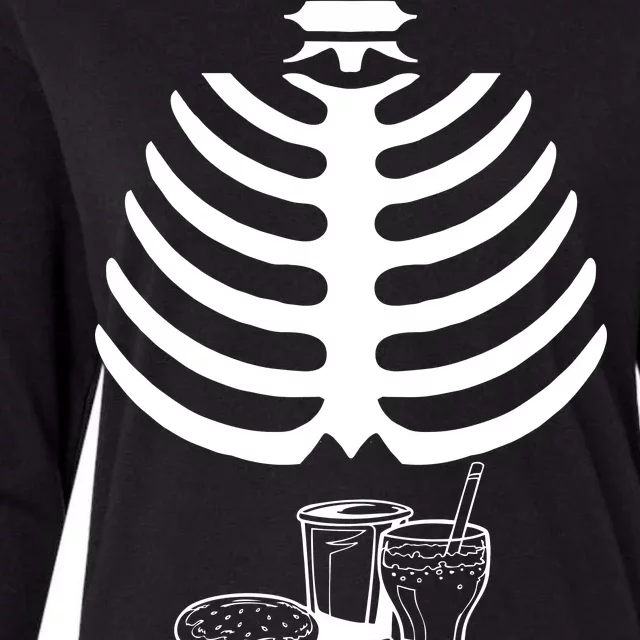 Halloween fast food skeleton Womens Cotton Relaxed Long Sleeve T-Shirt