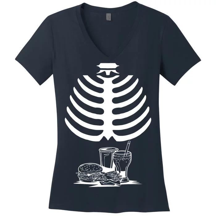 Halloween fast food skeleton Women's V-Neck T-Shirt