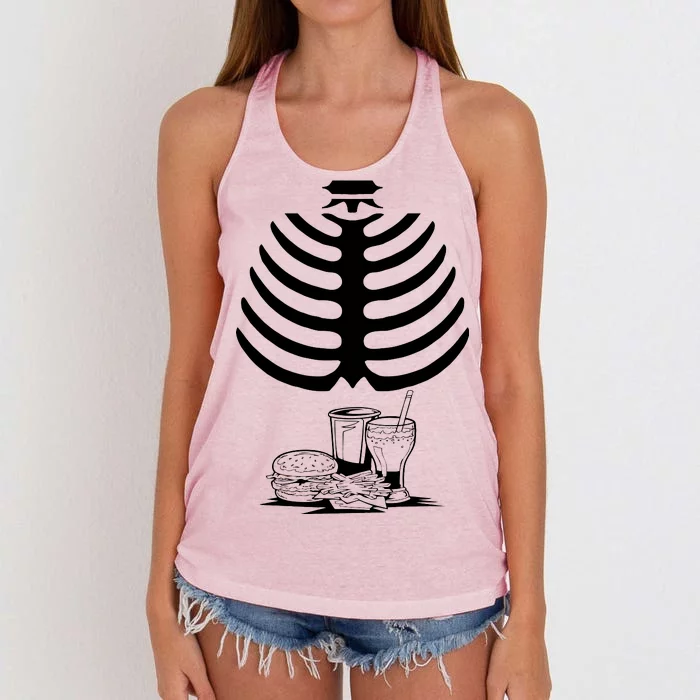 Halloween fast food skeleton Women's Knotted Racerback Tank