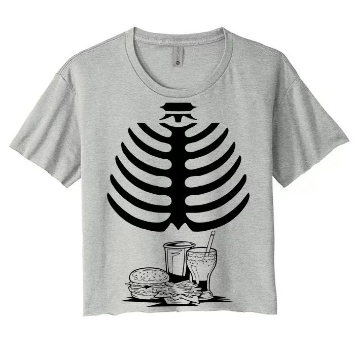 Halloween fast food skeleton Women's Crop Top Tee