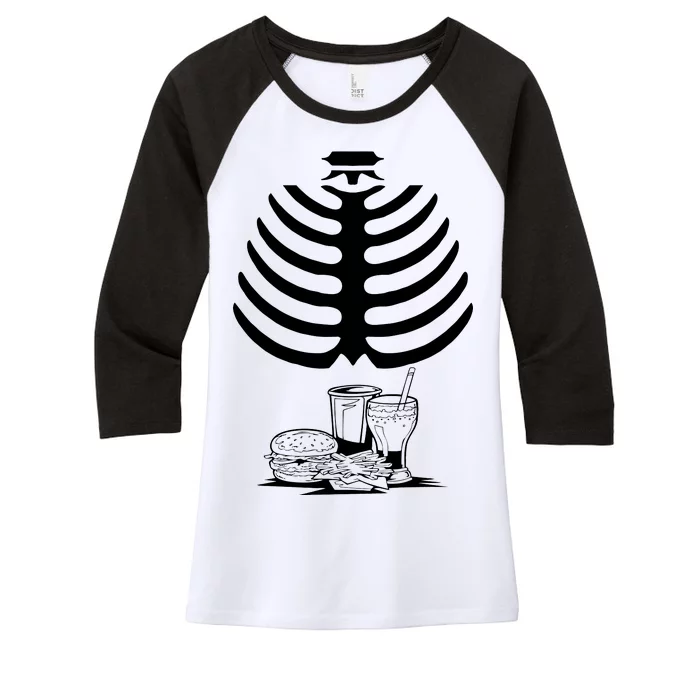 Halloween fast food skeleton Women's Tri-Blend 3/4-Sleeve Raglan Shirt