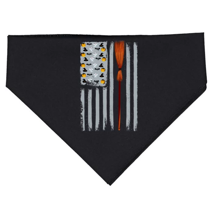 Halloween Flag Witches Broomstick American Flag USA USA-Made Doggie Bandana