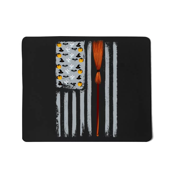 Halloween Flag Witches Broomstick American Flag USA Mousepad