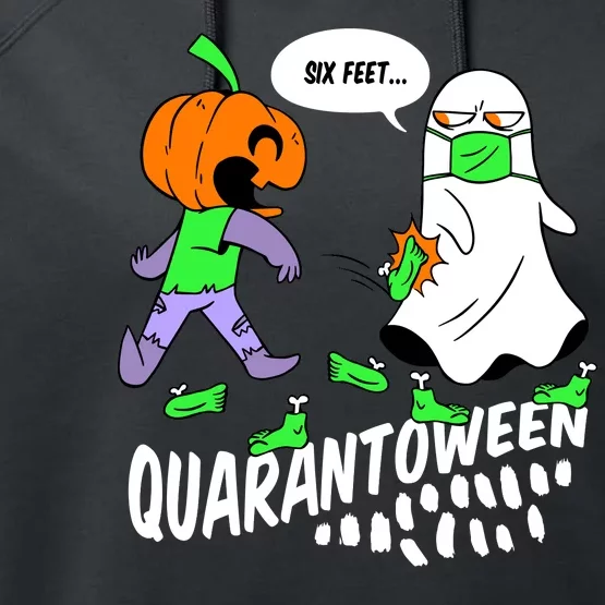 Halloween Funny Quarantoween 6 Feet Pumpkin Ghost Performance Fleece Hoodie