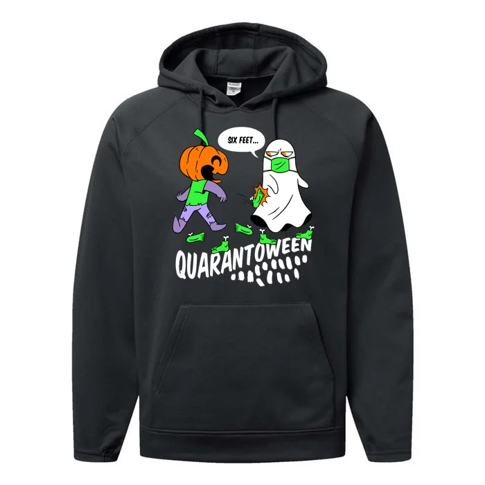 Halloween Funny Quarantoween 6 Feet Pumpkin Ghost Performance Fleece Hoodie