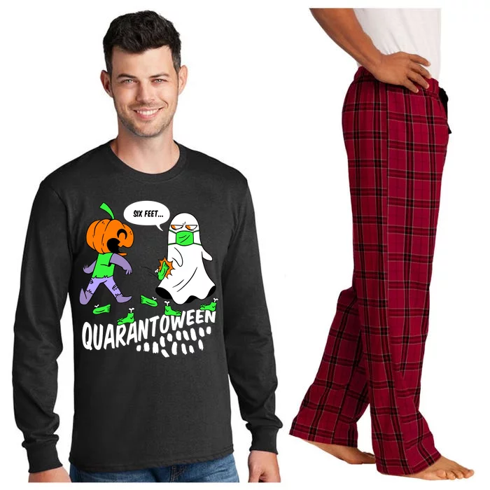 Halloween Funny Quarantoween 6 Feet Pumpkin Ghost Long Sleeve Pajama Set