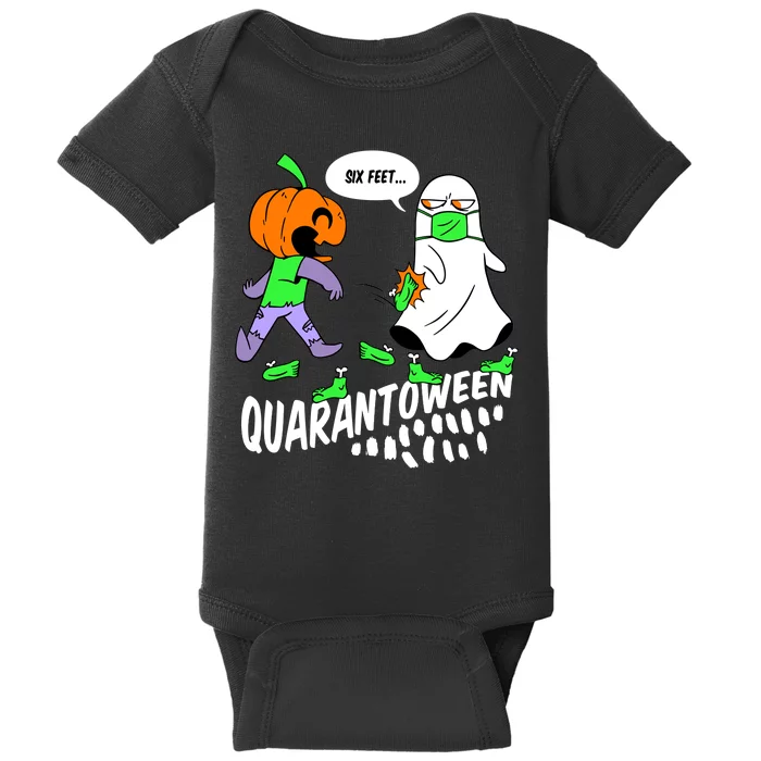 Halloween Funny Quarantoween 6 Feet Pumpkin Ghost Baby Bodysuit