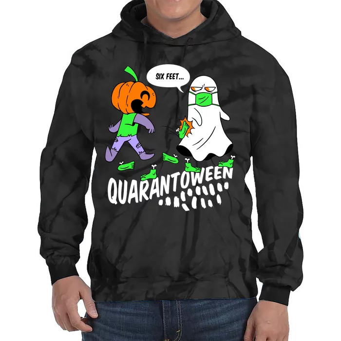 Halloween Funny Quarantoween 6 Feet Pumpkin Ghost Tie Dye Hoodie