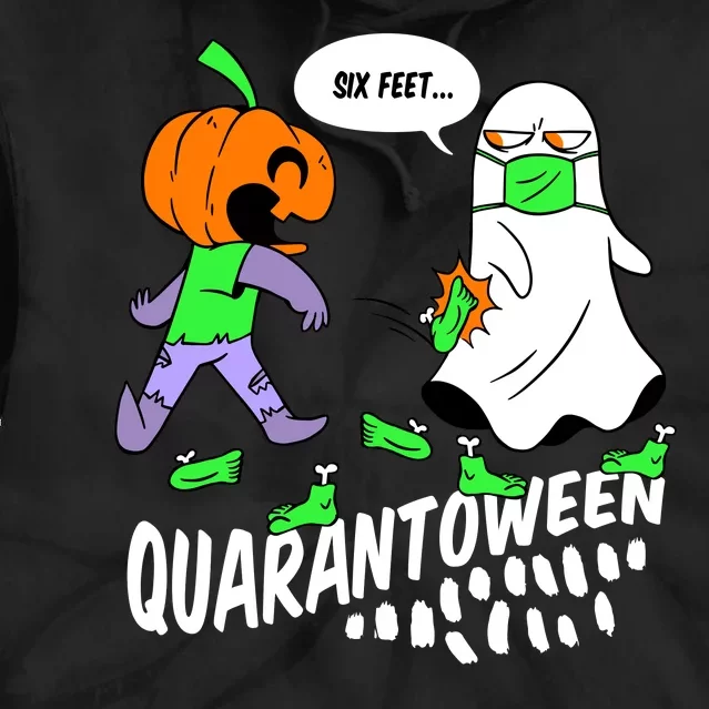 Halloween Funny Quarantoween 6 Feet Pumpkin Ghost Tie Dye Hoodie