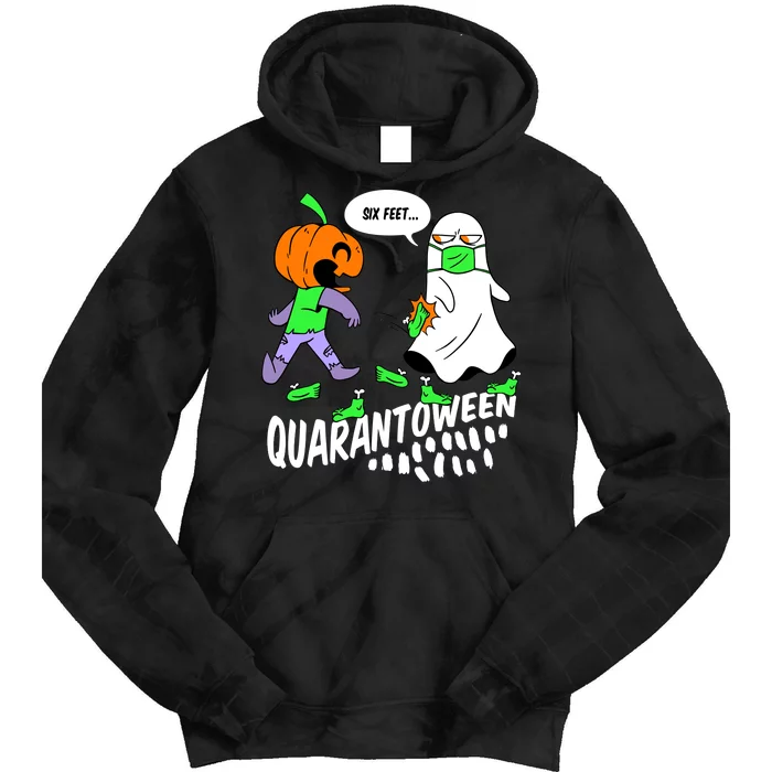 Halloween Funny Quarantoween 6 Feet Pumpkin Ghost Tie Dye Hoodie