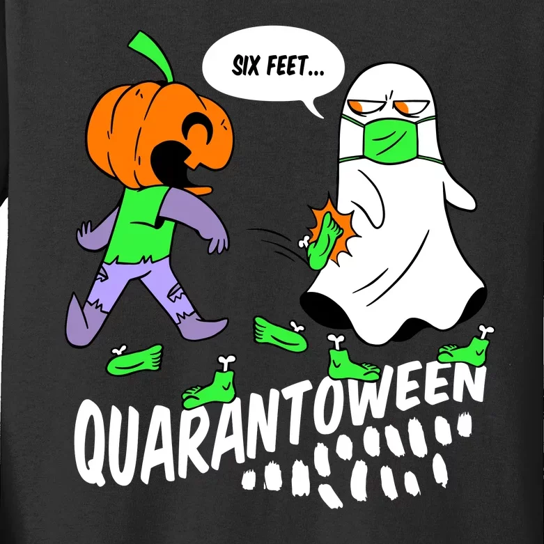 Halloween Funny Quarantoween 6 Feet Pumpkin Ghost Kids Long Sleeve Shirt