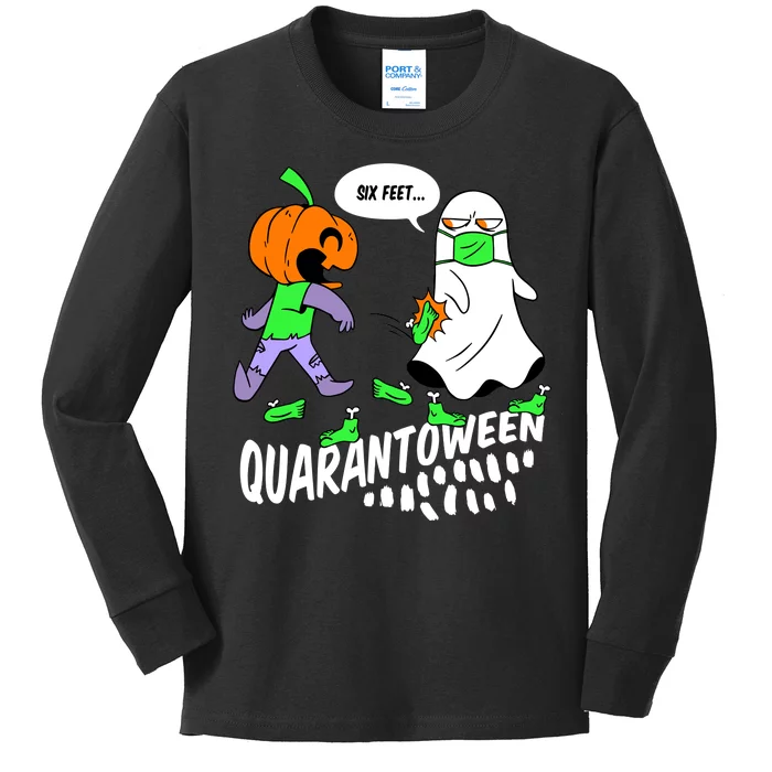 Halloween Funny Quarantoween 6 Feet Pumpkin Ghost Kids Long Sleeve Shirt