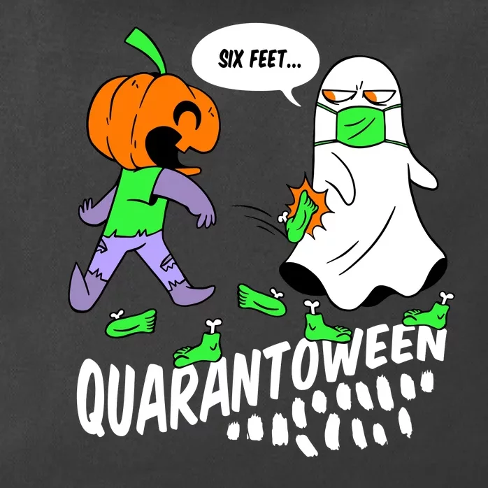 Halloween Funny Quarantoween 6 Feet Pumpkin Ghost Zip Tote Bag