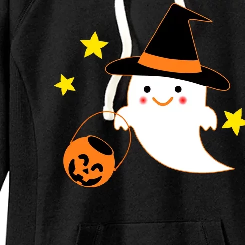 Halloween Ghost Kawaii Trick or Treating Pumpkin Women's Fleece Hoodie