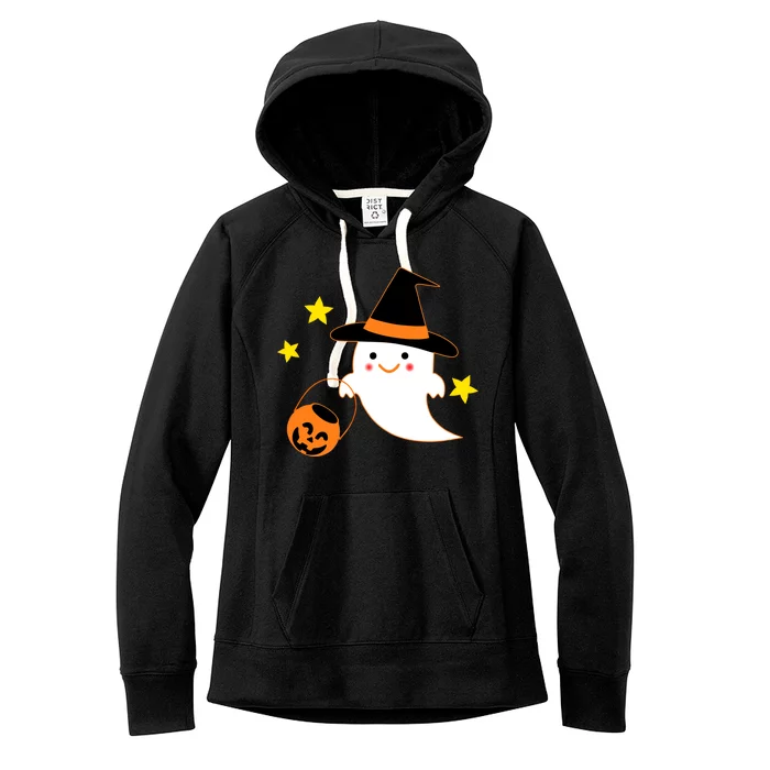 Halloween Ghost Kawaii Trick or Treating Pumpkin Women's Fleece Hoodie