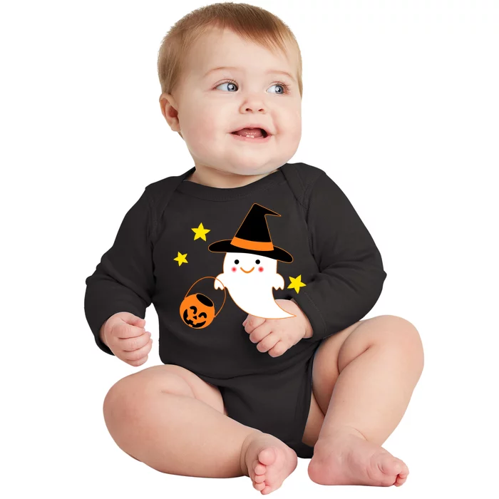 Halloween Ghost Kawaii Trick or Treating Pumpkin Baby Long Sleeve Bodysuit