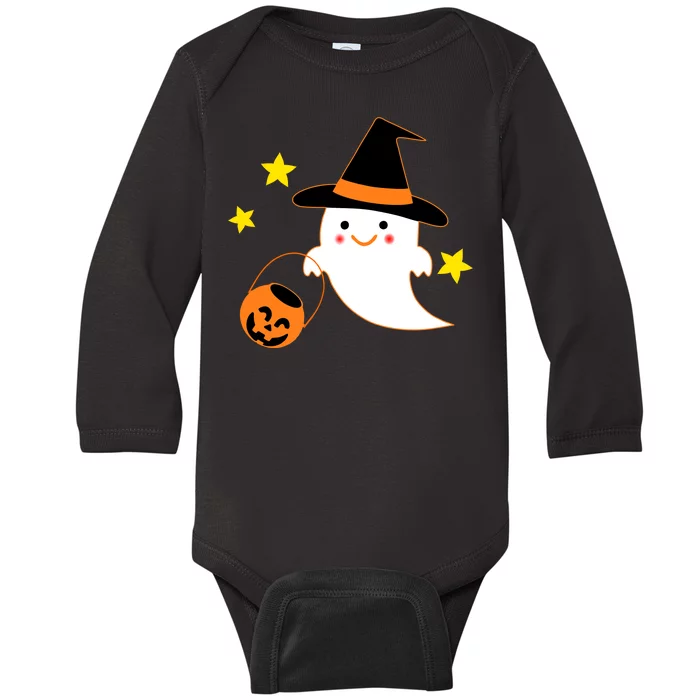 Halloween Ghost Kawaii Trick or Treating Pumpkin Baby Long Sleeve Bodysuit