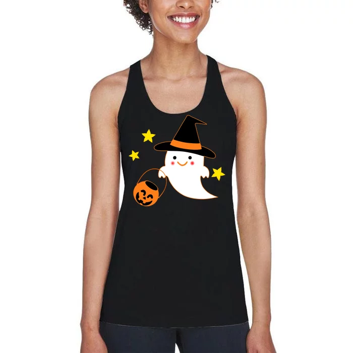 Halloween Ghost Kawaii Trick or Treating Pumpkin Women's Racerback Tank